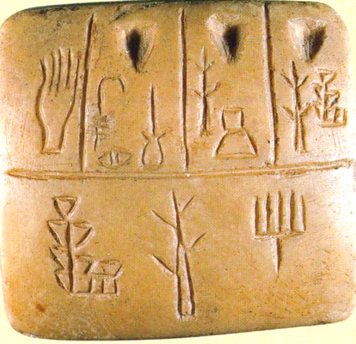 Pictogramă. Tăbliță de lut din Mesopotamia, mileniul al III-lea  î.Hr